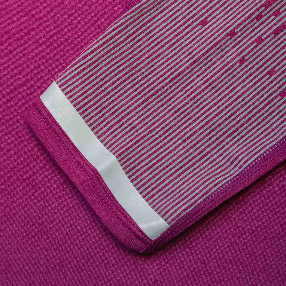 Close-up view of the fabric on a Ronhill Women's Tech Reflect L/S Tee in the Blackcurrant/Reflect colourway. (8489740435618)