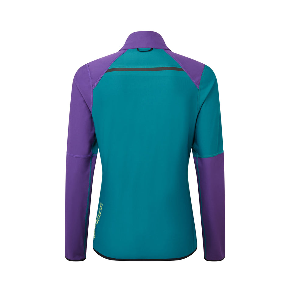 Back view of a Ronhill Women's Tech GORE-TEX Windstopper Jacket in the Marine/Regal Purple colourway. (8489773990050)