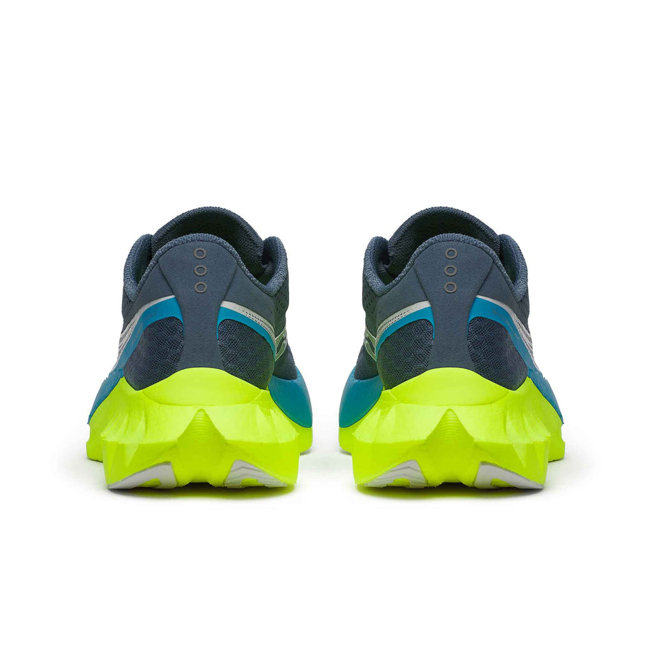 The back of a pair of Women's Endorphin Pro 4 Running Shoes in the Mirage/Citron colourway (8401837129890)