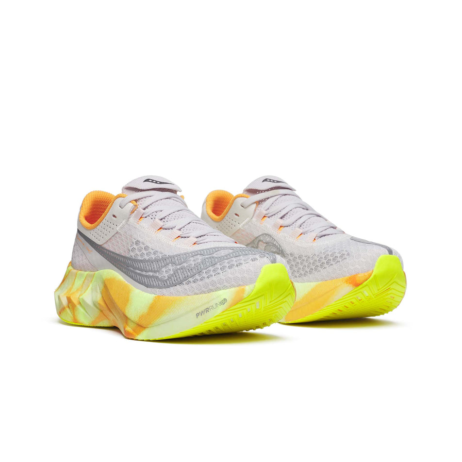 A pair of Saucony Women's Endorphin Pro 4 Running Shoes in the Fog/Peel colourway. (8561713938594)