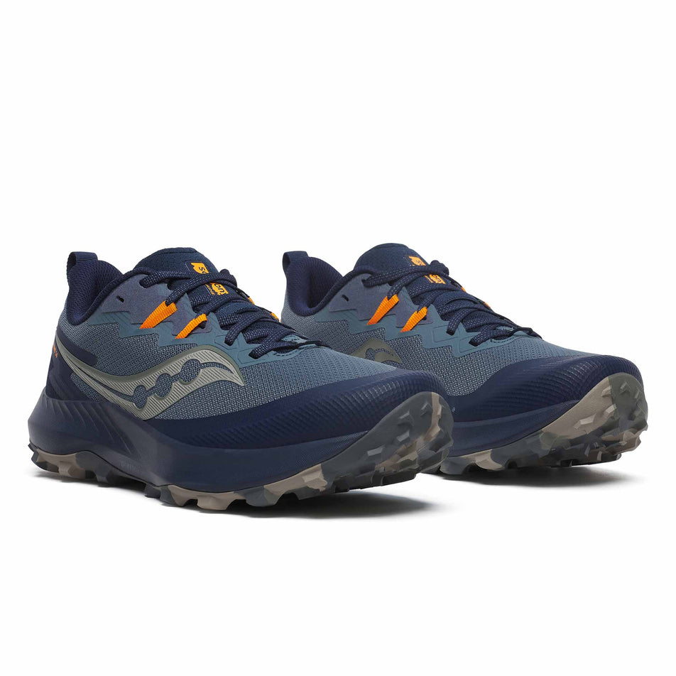 A pair of Saucony Men's Peregrine 14 Running Shoes in the Dusk/Navy colourway (8401815240866)