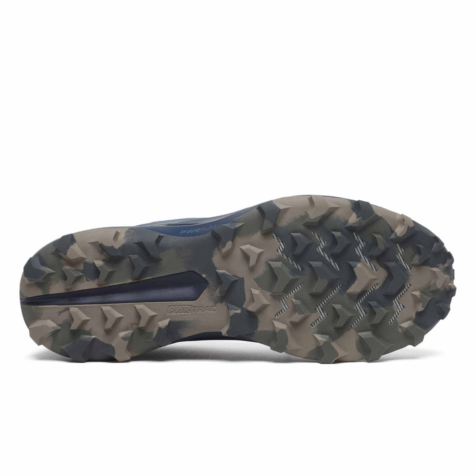 Outsole of the right shoe from a pair of Saucony Men's Peregrine 14 Running Shoes in the Dusk/Navy colourway (8401815240866)