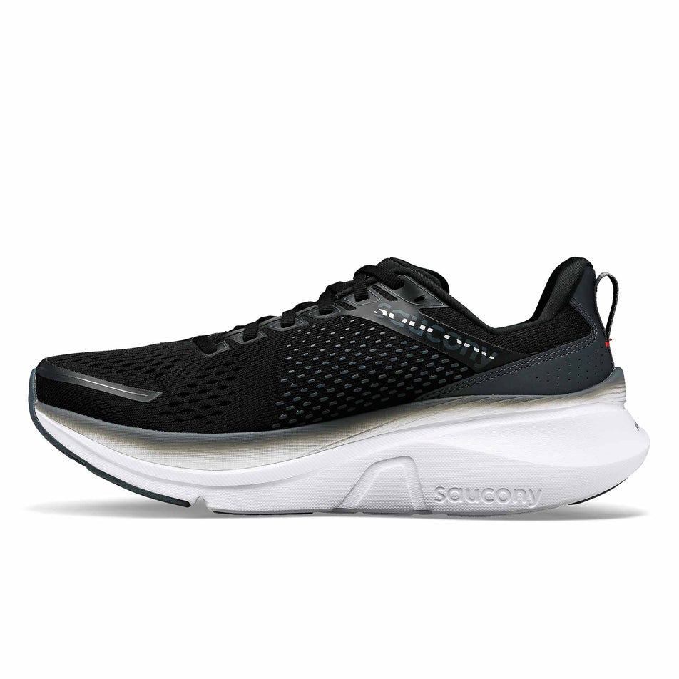 Medial side of the right shoe from a pair of Men's Guide 17 Running Shoes in the Black/White colourway (8368986226850)