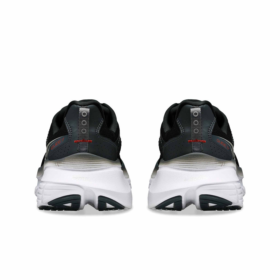 The back of a pair of Men's Guide 17 Running Shoes in the Black/White colourway (8368986226850)