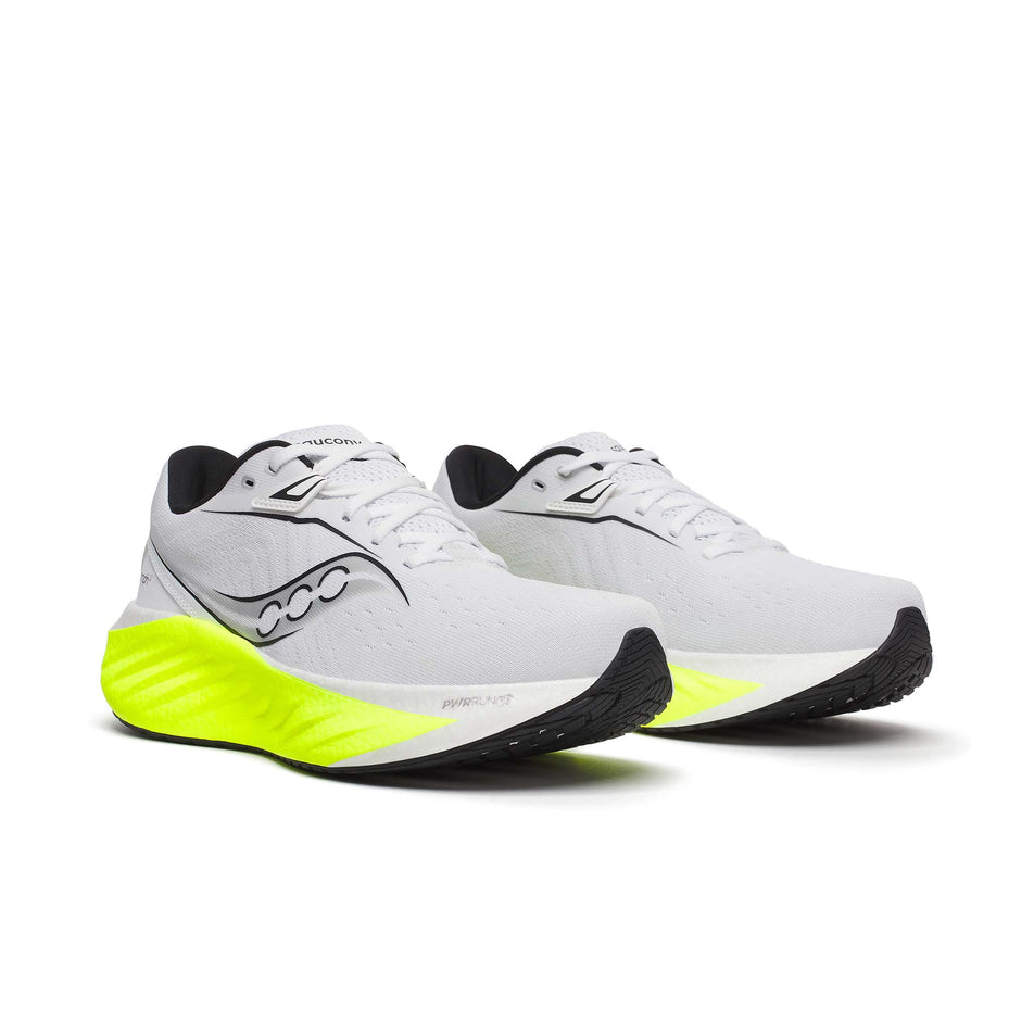 A pair of Saucony Men's Triumph 22 Running Shoes in the White/Citron colourway. (8559398420642)