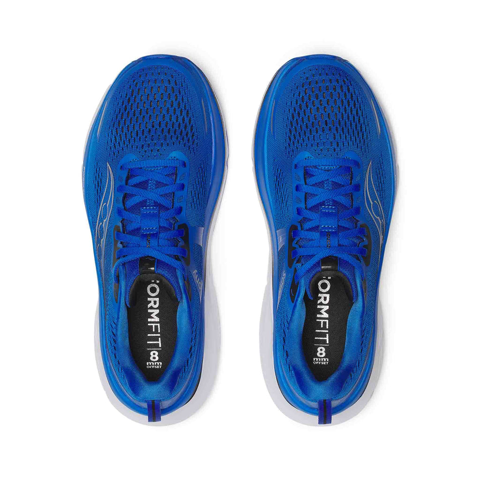 The uppers on a pair of Saucony Men's Guide 18 Running Shoes in the Skydiver/Black colourway. (8563449364642)