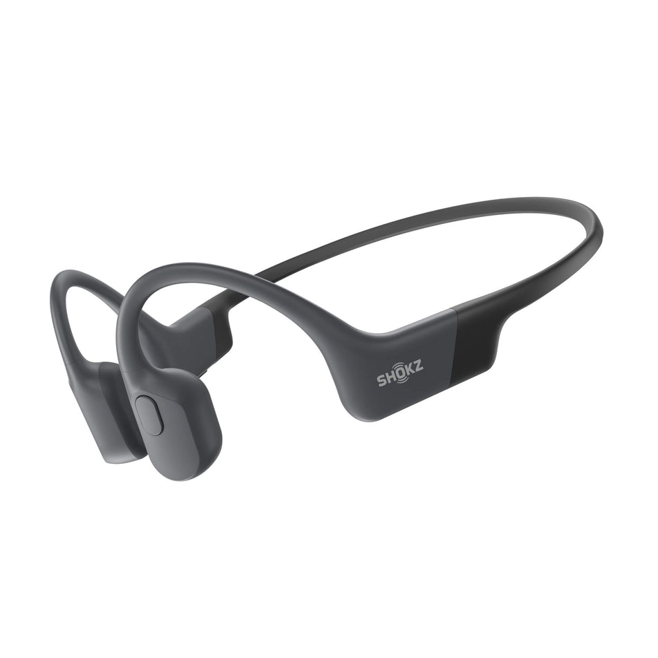 A pair of Shokz Unisex OpenRun Wireless Bone Conduction Headphones in the Black colourway. (8541472653474)