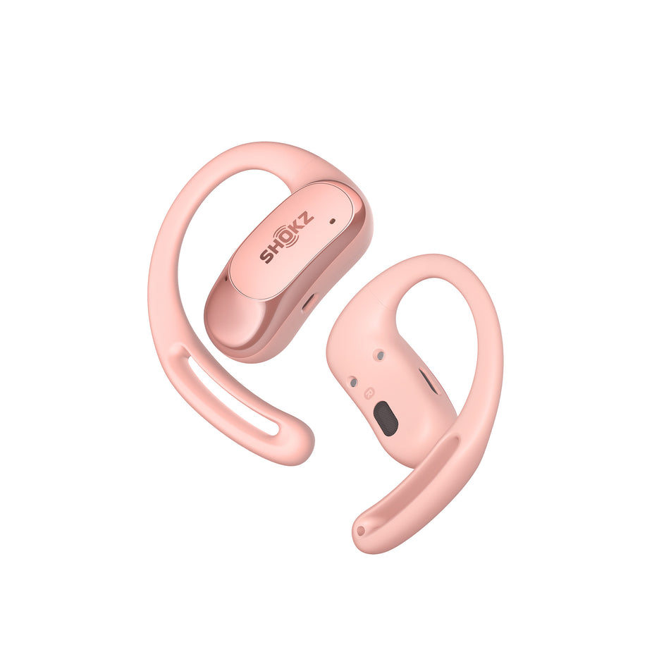 A pair of Shokz Unisex OpenFit Air Headphones in the Pink colourway.  (8541409345698)