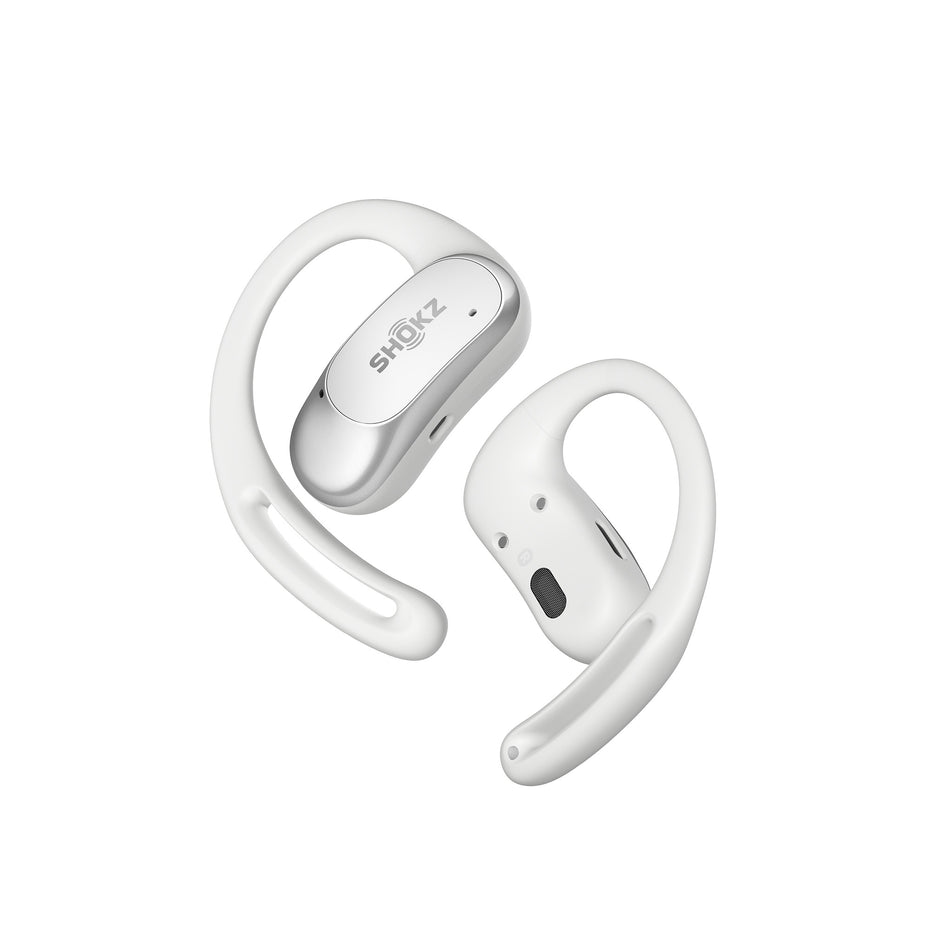 A pair of Shokz Unisex OpenFit Air Headphones in the White colourway.  (8541407674530)