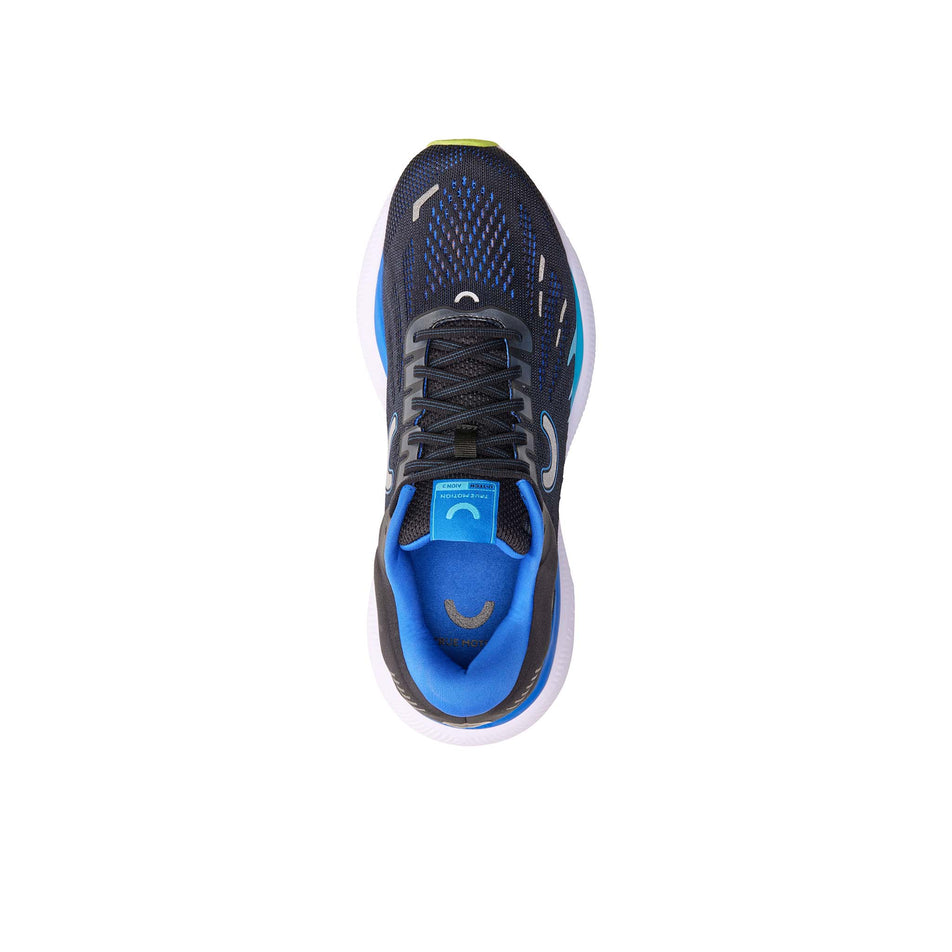 The upper of the right shoe from a pair of True Motion Men's U-Tech Aion 3 Running Shoes in the Dresden Blue/Mykonos Blue/Blazing Yellow colourway (8368967811234)