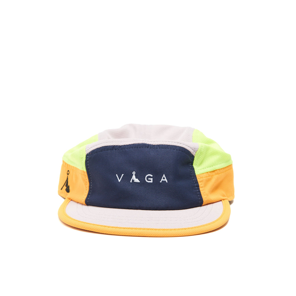 Front view of a VAGA Unisex Club Cap in the Lilac/Neon Yellow/Yellow/Navy Blue colourway.  (8551947534498)