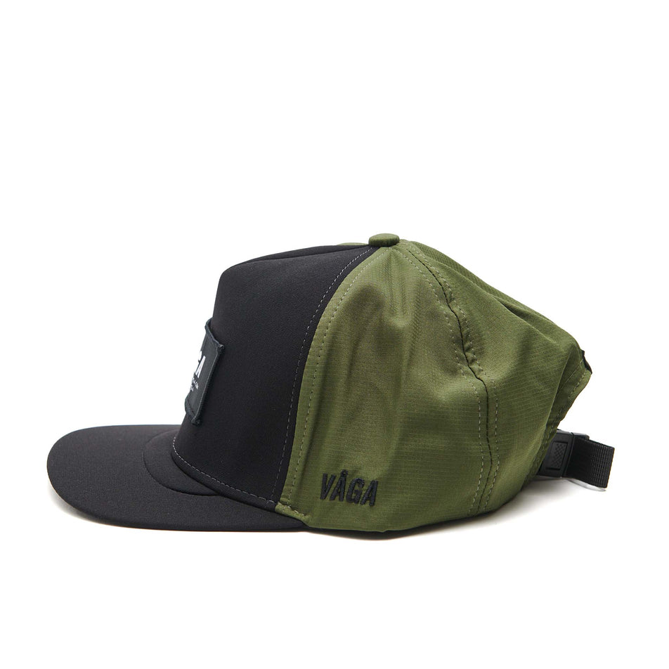 A VAGA Unisex Trucker Cap in the Moss Green/Black colourway. (8551965163682)