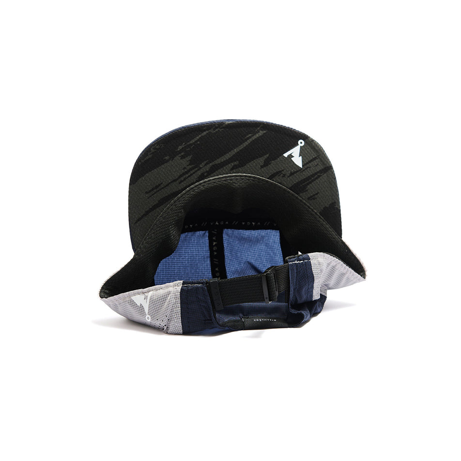 The underside of a VÅGA Unisex Wind Resistant Feather Racing Cap in the Navy/Light Grey/Charcoal/Black colourway. (8486900007074)