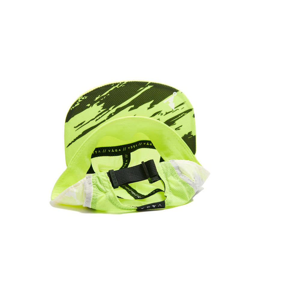 The underside of a VÅGA Unisex Wind Resistant Feather Racing Cap in the Neon Yellow/White/Black colourway. (8486894567586)