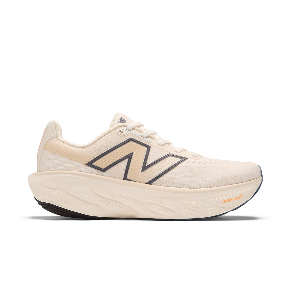 Lateral view of the right shoe from a pair of New Balance Women's Fresh Foam X 1080 V14 Running Shoes in the Sea Salt colourway. (8568698994850)