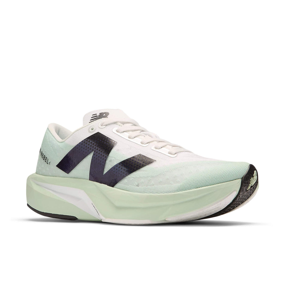 Lateral side of the right shoe from a pair of New Balance Women's FuelCell Rebel V4 Running Shoes in the Clay Ash colourway. (8569889128610)