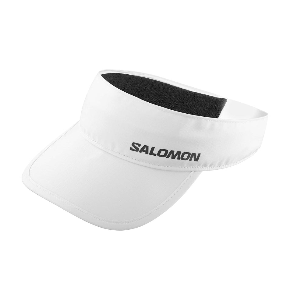 Front view of Salomon Unisex Cross Running Visor in white. (7777955578018)