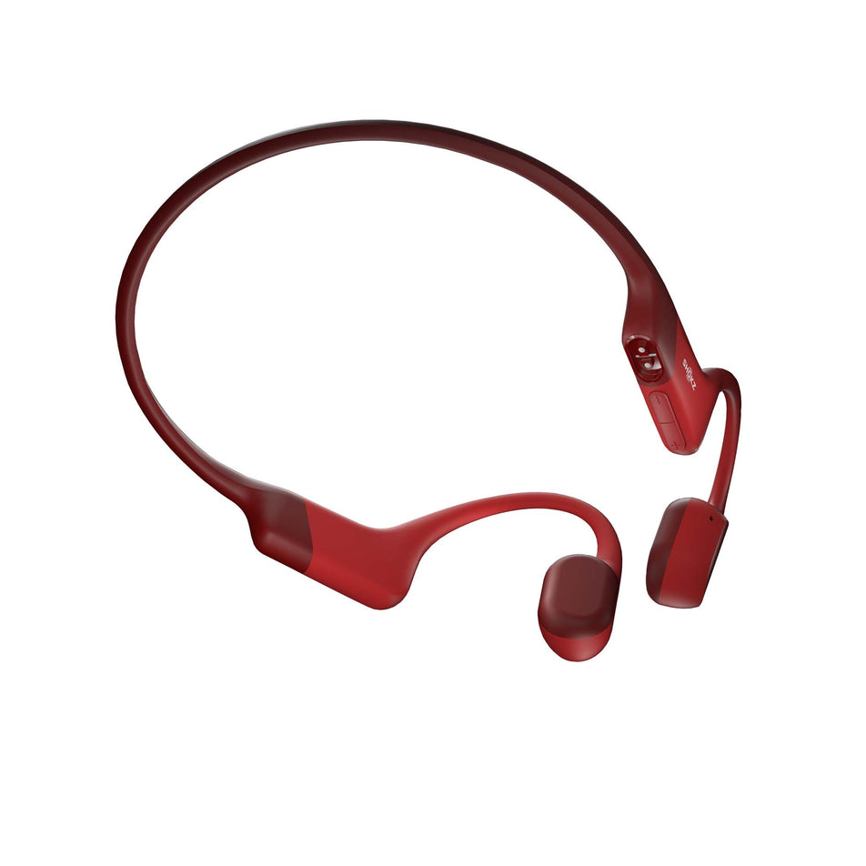 Shokz OpenRun Bone Conduction Waterproof Bluetooth Headphones for Sports  with Cooling Wristband (Formerly Aeropex), Red